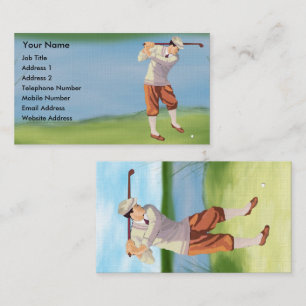 Personligvintagegolfare vid flodstranden visitkort
