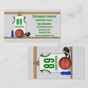 Personligvit- och gröntbasket Jersey Visitkort