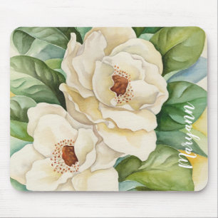 Personligvitmagnoliaen blommar vattenfärg musmatta