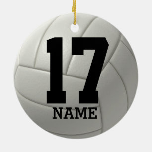 Personligvolleyboll (namn och laget numrerar), julgransprydnad keramik