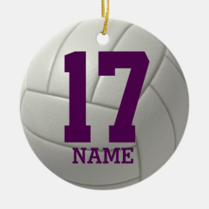 Personligvolleyboll (namn och laget numrerar), julgransprydnad keramik