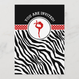 Personligzebra tryckgymnastik i rött inbjudningar