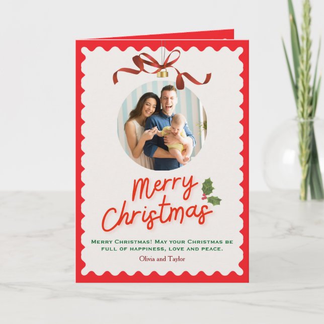 Personlized Merry Christmas Photo Card Helgkort (Framsida)