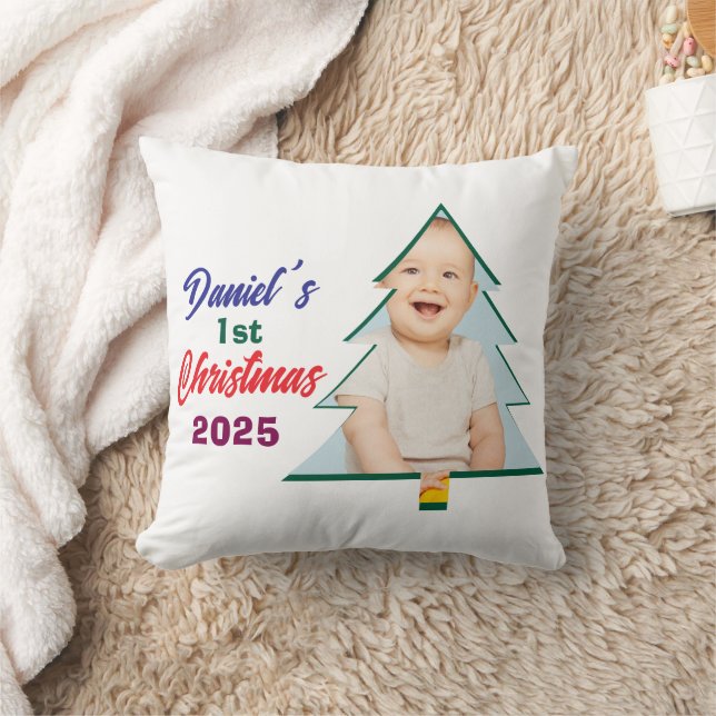 Personlized Photo Daniel's 1st Christmas Tree  Kudde (Filt)