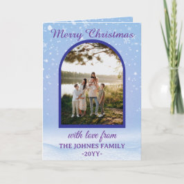 Personlized Purple Merry Christmas Photo  Helgkort