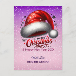 Personlized Scarlet Santa Hat Glow Photo Helg Vykort
