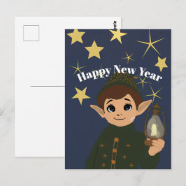 Personnalisable Adorable Elfe et Nuit Étoilée Vykort