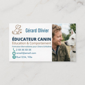 Personnalisable Pour Éducateur Canin Avec Photo Visitkort