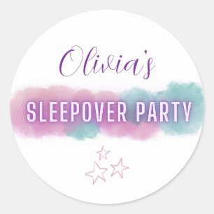 Personzalized Sleepover Party Runt Klistermärke