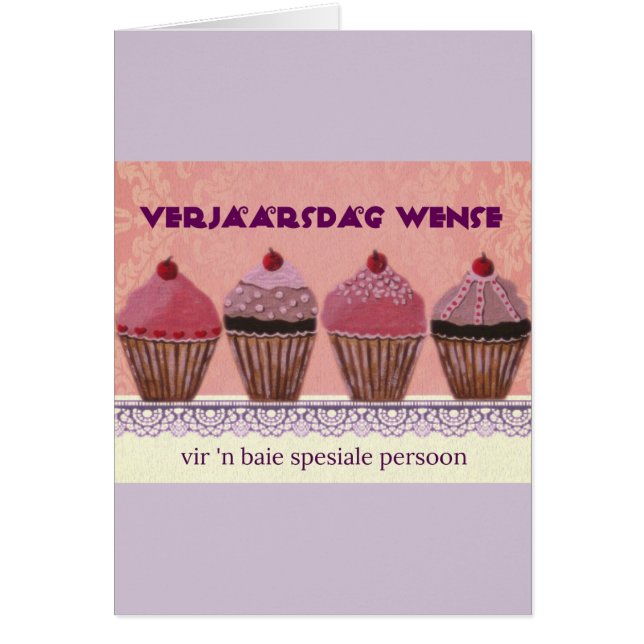 Persoon för Verjaarsdagwense vir 'n-spesiale Hälsningskort (Framsidan)