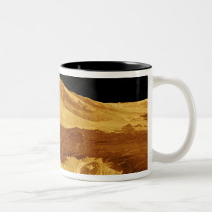 perspektiv 3D beskådar av Maat Mons på Venus Två-Tonad Mugg