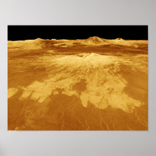 perspektiv 3D beskådar av Sapas Mons på Venus Poster
