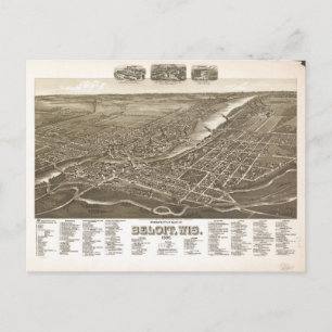 Perspektiv Karta i Beloit, Wisconsin (1890) Vykort