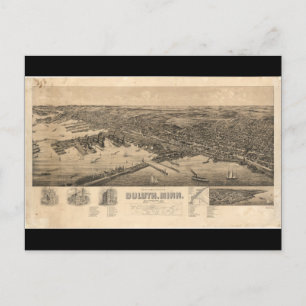 Perspektiv Karta i Duluth Minnesota (1893) Vykort