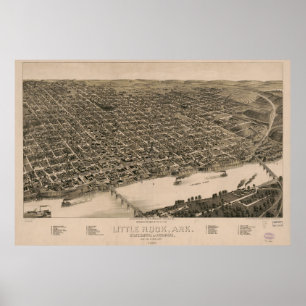 Perspektiv Karta i Little Sten, Arkansas (1887) Poster