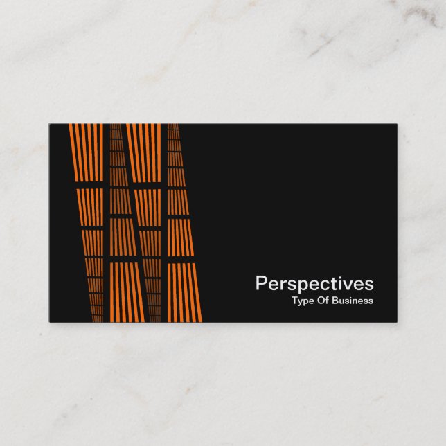Perspektiv v2 - Orange och Vit på Svart Visitkort (Framsida)