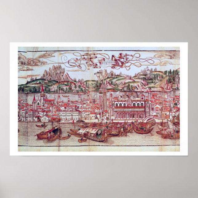 Perspektiv vy över Venedig (detalj) från Opusculu Poster (Framsidan)