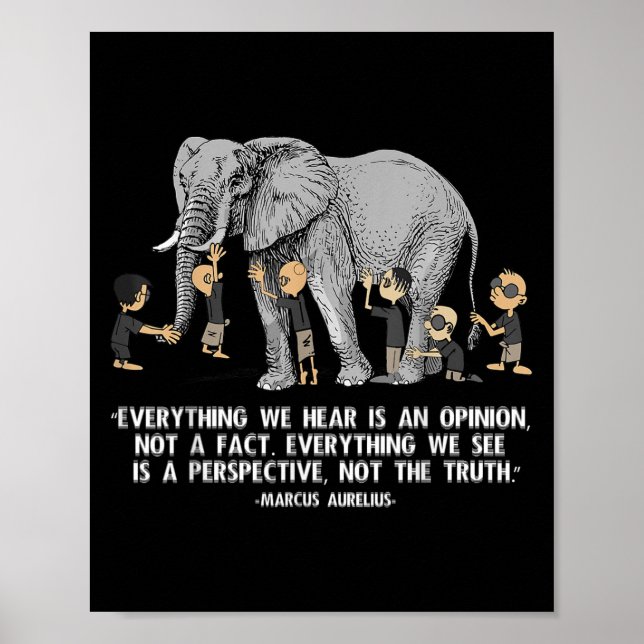 Perspektivcitat Marcus Aurelius Elephant Illustr Poster (Framsidan)