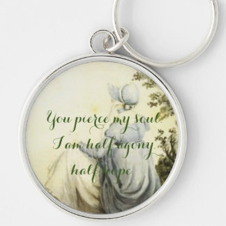 Persuasion line on Jane Austen porträtt Compact Mi Rund Silverfärgad Nyckelring