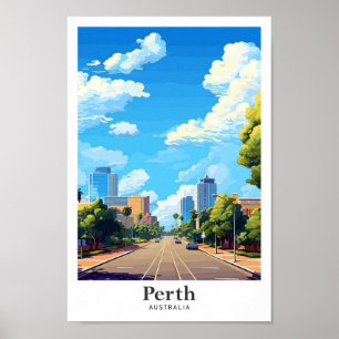 Perth Australia Art Vintage resor Illustration Poster