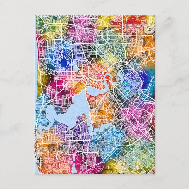 Perth Australia City Karta Vykort (Framsida)
