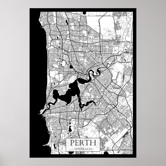 Perth Australia Map Poster (Framsidan)