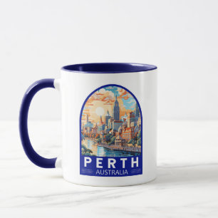 Perth Australia Travel Art Vintage Mugg