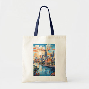 Perth Australia Travel Art Vintage Tygkasse