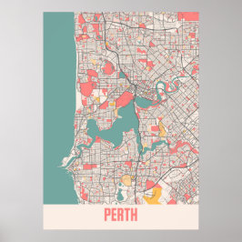 Perth - Australien Chalk City Karta Poster