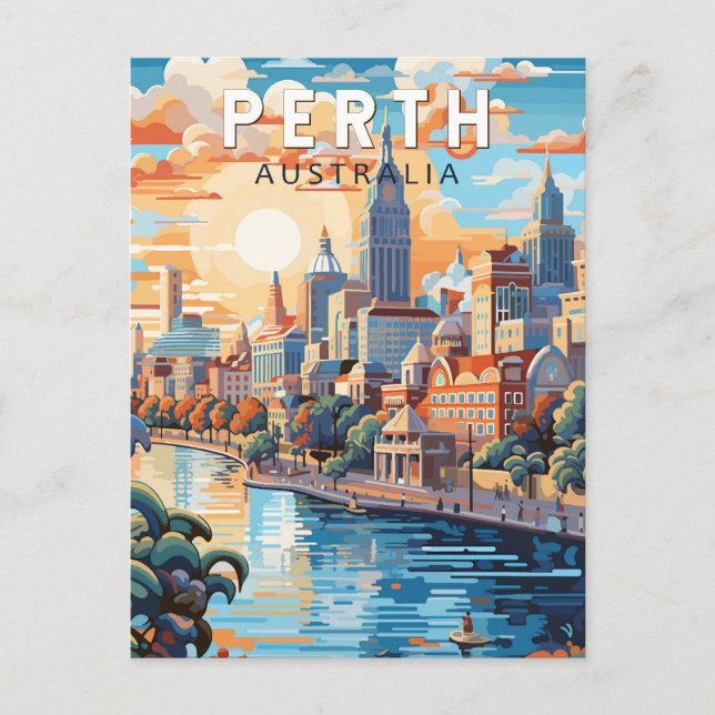Perth Australien Resa Konst Vintage Vykort (Framsida)