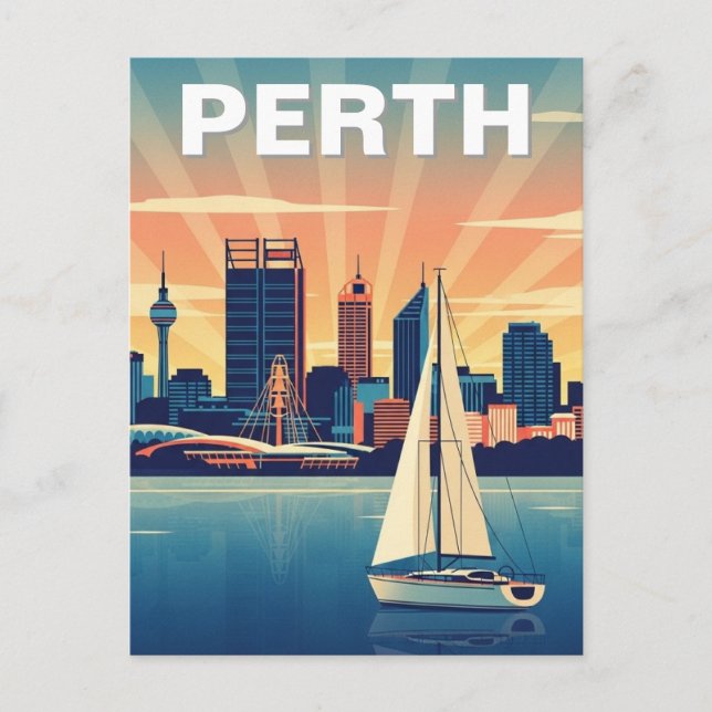 Perth Australien Siluett Resa Vykort (Framsida)