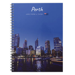 Perth, Australien - Stadssilhuett Natt Anteckningsbok
