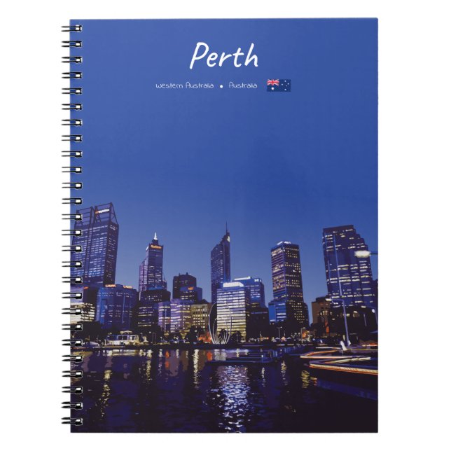 Perth, Australien - Stadssilhuett Natt Anteckningsbok (Framsidan)