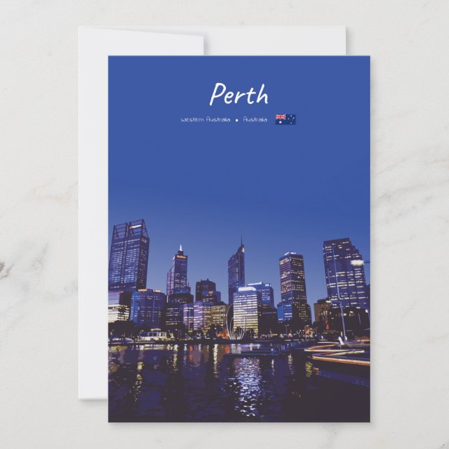 Perth, Australien - Stadssilhuett Natt Inbjudningar (Framsida)