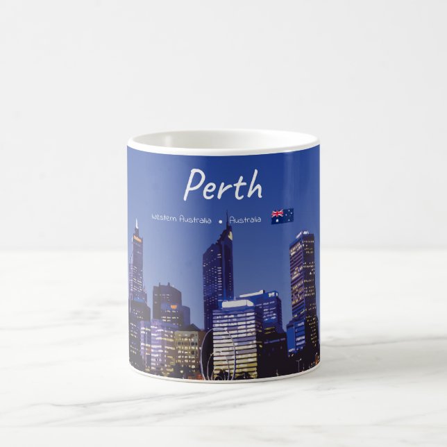 Perth, Australien - Stadssilhuett Natt Kaffemugg (Center)