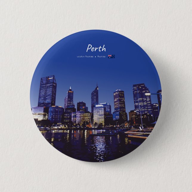Perth, Australien - Stadssilhuett Natt Knapp (Framsida)