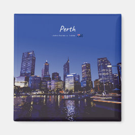 Perth, Australien - Stadssilhuett Natt Magnet