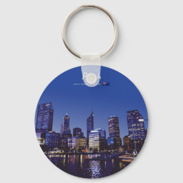 Perth, Australien - Stadssilhuett Natt Nyckelring