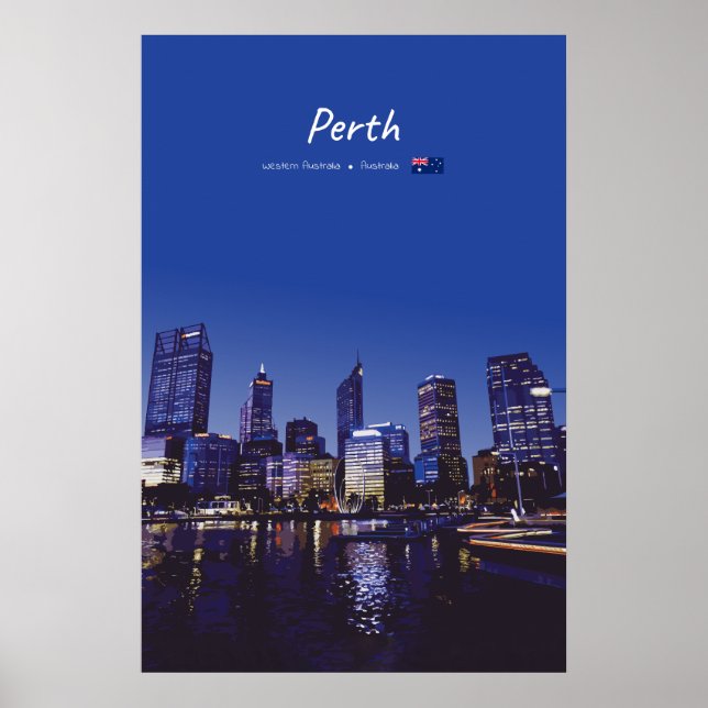 Perth, Australien - Stadssilhuett Natt Poster (Framsidan)