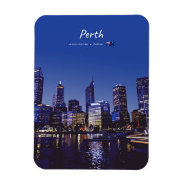 Perth, Australien - Stadssilhuett Natt Rundad Magnet