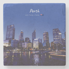 Perth, Australien - Stadssilhuett Natt Stenunderlägg