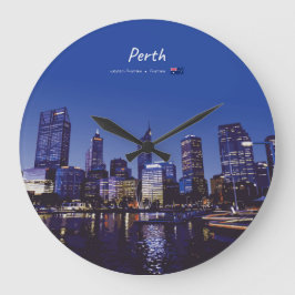 Perth, Australien - Stadssilhuett Natt Stor Klocka