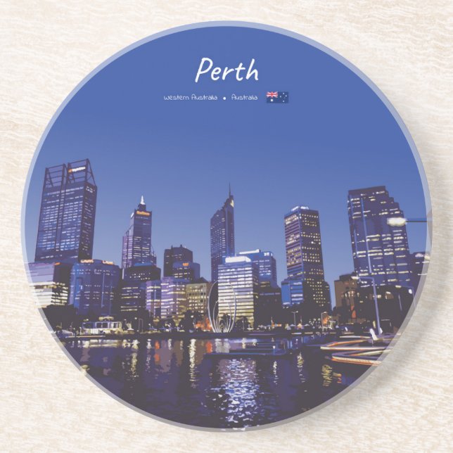 Perth, Australien - Stadssilhuett Natt Underlägg (Framsidan)