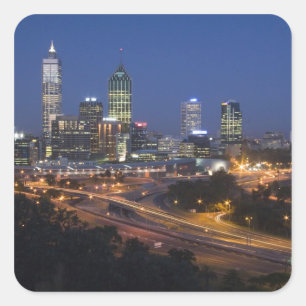 Perth, Australien. Utsikt över centrala Perth från Fyrkantigt Klistermärke