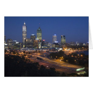 Perth, Australien. Utsikt över centrala Perth från Hälsningskort