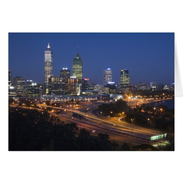 Perth, Australien. Utsikt över centrala Perth från Hälsningskort (Framsidan Horizontal)