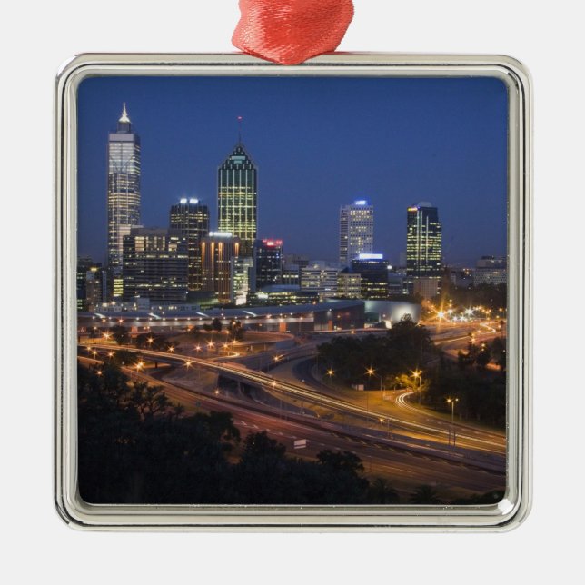Perth, Australien. Utsikt över centrala Perth från Julgransprydnad Metall (Framsidan)