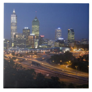 Perth, Australien. Utsikt över centrala Perth från Kakelplatta