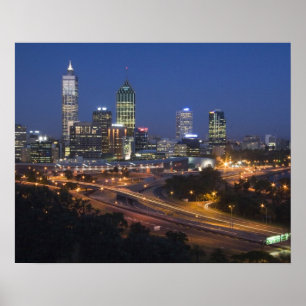 Perth, Australien. Utsikt över centrala Perth från Poster