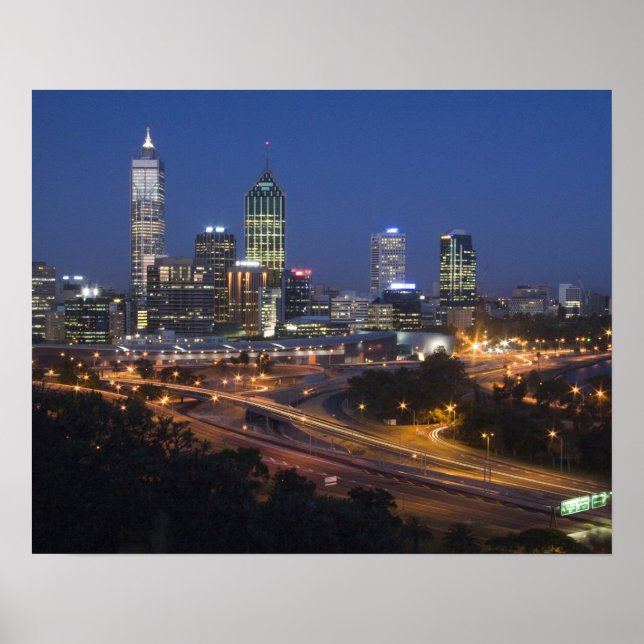 Perth, Australien. Utsikt över centrala Perth från Poster (Framsidan)